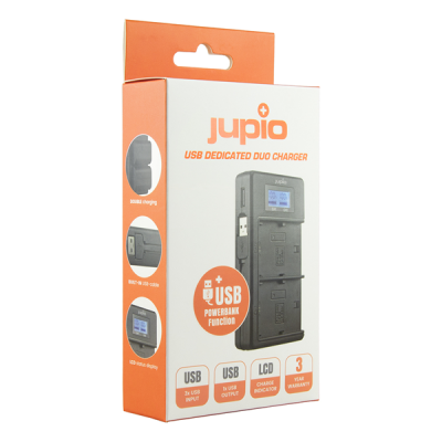 Jupio Caricabatteria doppio USB - LCD dedicato Fuji NP-W126(S)